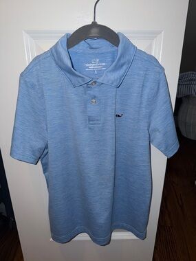 Vineyard Vines Boys Performance Polo in Sky Blue